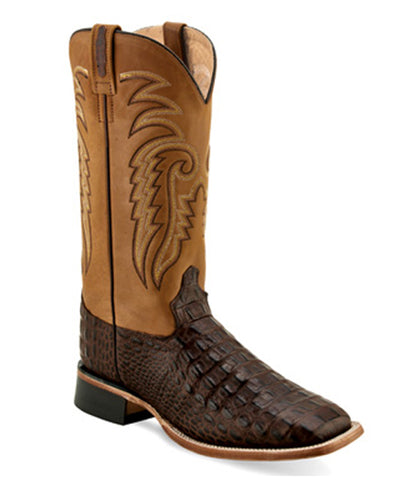 Old West Men's Gator Print Square Toe Boots