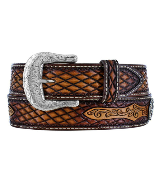 JUSTIN TAN EMBOSSED CONCHOS BELT