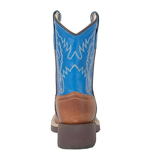 Old West Children's Tan Canyon w/ Blue Top Saddle Vamp Western Boot