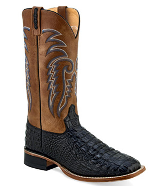 Old West Men's Black Gator Print Square Toe Boot