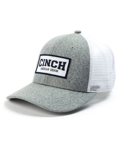 CINCH MENS GREY AND WHITE MESH CAP - OSFA