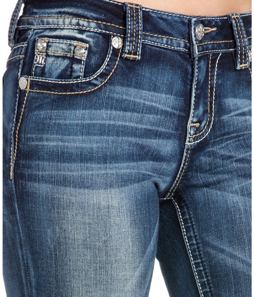 MISS ME MID RISE BOOT CUT JEANS - DARK BLUE