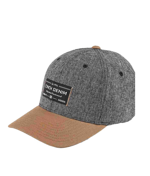 CINCH MENS FLEXFIT BASEBALL CAP - GRAY/TAN
