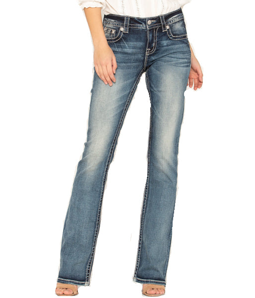Miss Me Medium Wash Infinite Love Embroidered Bootcut Jeans