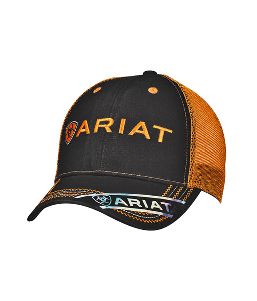 ARIAT® MENS ORANGE AND BLACK LOGO CAP