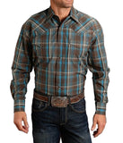 Stetson© Men's Brown Rain Plaid Western Shirt