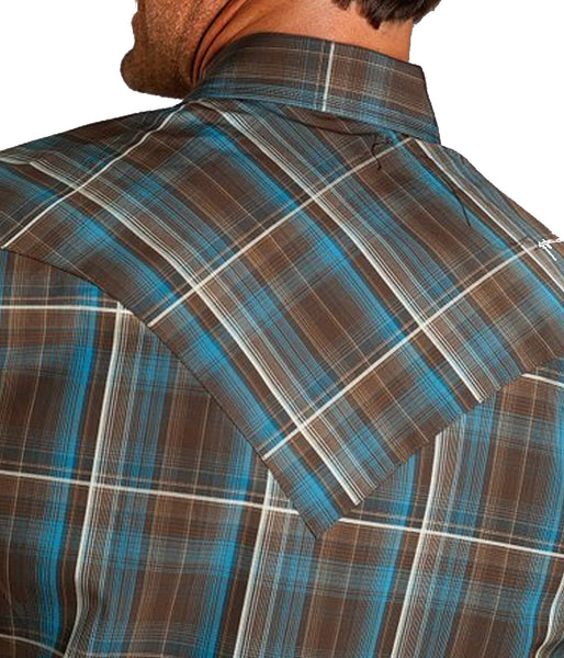 Stetson© Men's Brown Rain Plaid Western Shirt