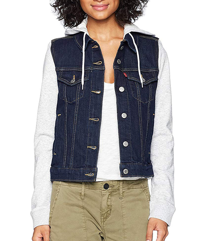 LEVI'S WOMENS HYBRID ORIGINAL TRUCKER JACKET - DARK WASH