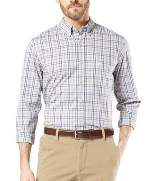 Dockers Men's Long Sleeve Button Front Shirt - Tirado Grisaille
