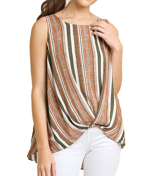 Striped Sleeveless Round Neck Top