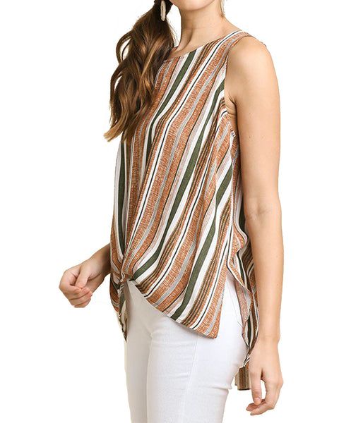 Striped Sleeveless Round Neck Top