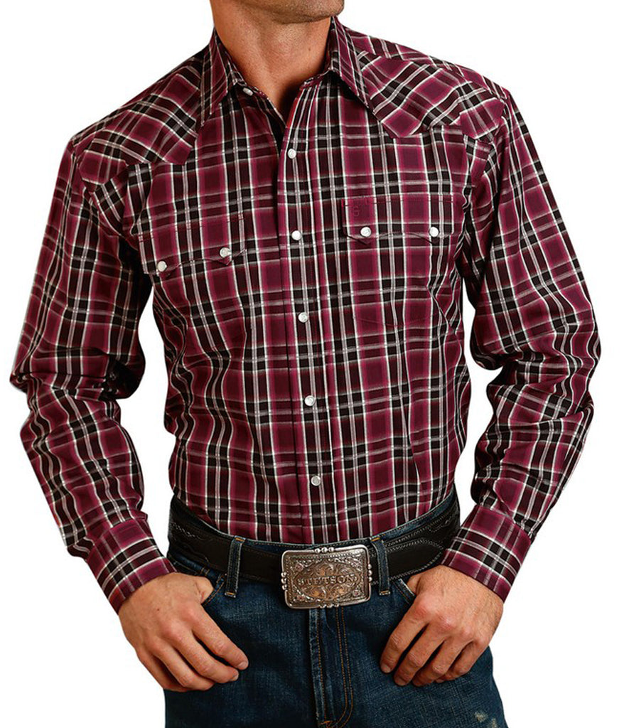 Stetson© Men's Long Sleeve Plaid Snap Shirt