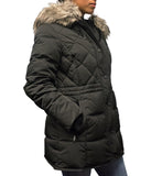 BCBGENERATION FAUX-FUR-TRIM COAT - BLACK