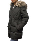 BCBGENERATION FAUX-FUR-TRIM COAT - BLACK