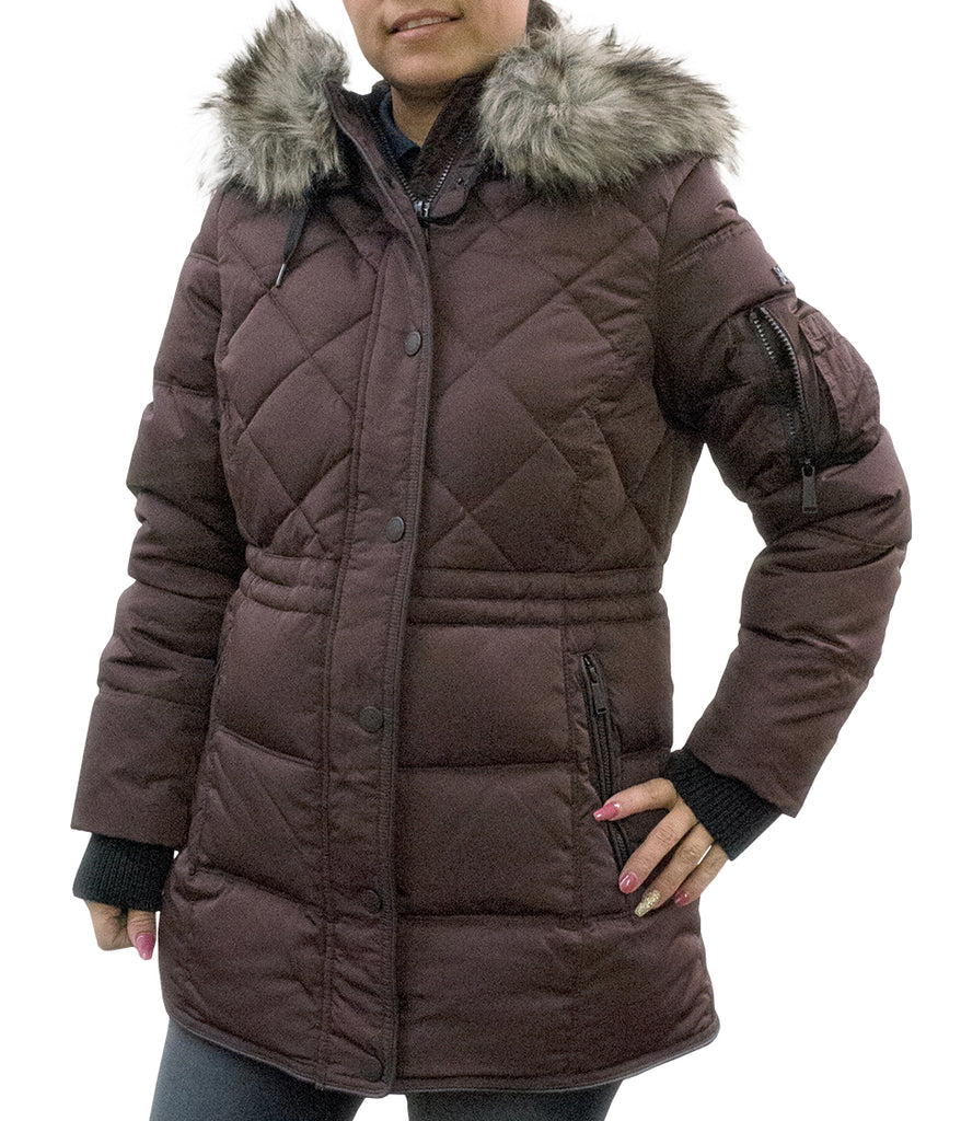 BCBGENERATION FAUX-FUR-TRIM COAT - CHIANTI