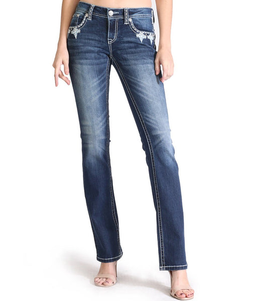 GRACE AZTEC EMBELLISHED BOOTCUT JEANS