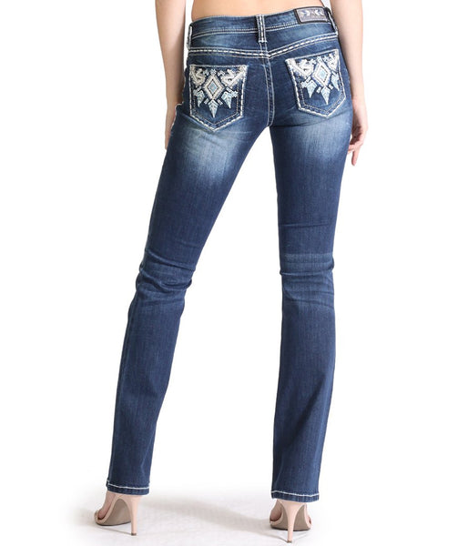 GRACE AZTEC EMBELLISHED BOOTCUT JEANS