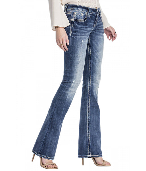MISS ME SIGNATURE RISE MEDIUM WASH BOOT CUT DENIM