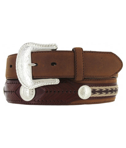 TONY LAMA THE DUKE CENTER APPLIQUE BELT - BARK