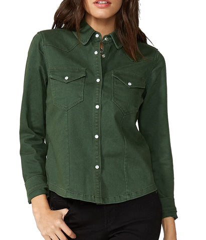 Stetson© Women's Olive Twill Embroidered Shirt