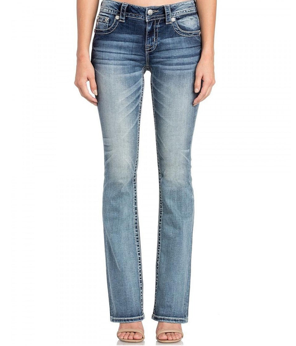 Miss Me Mid Rise Medium Wash Horseshoe Bootcut Denim – Casa Raul
