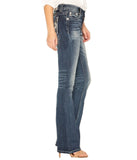 MISS ME Dark Wash Aztec Embroidered Boot Cut Jeans