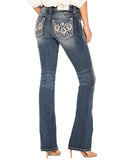 MISS ME Dark Wash Aztec Embroidered Boot Cut Jeans